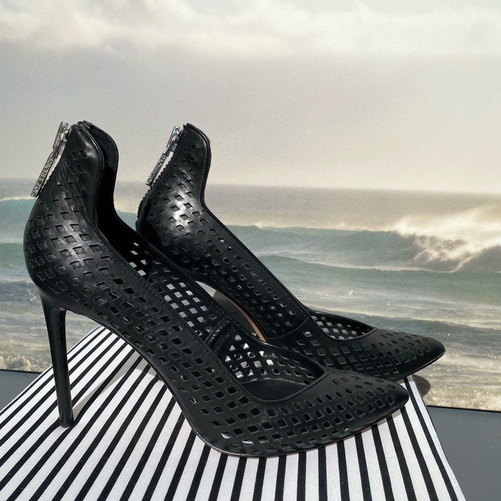 Rachel Zoe Callie Baby Calf Black Leather Heels